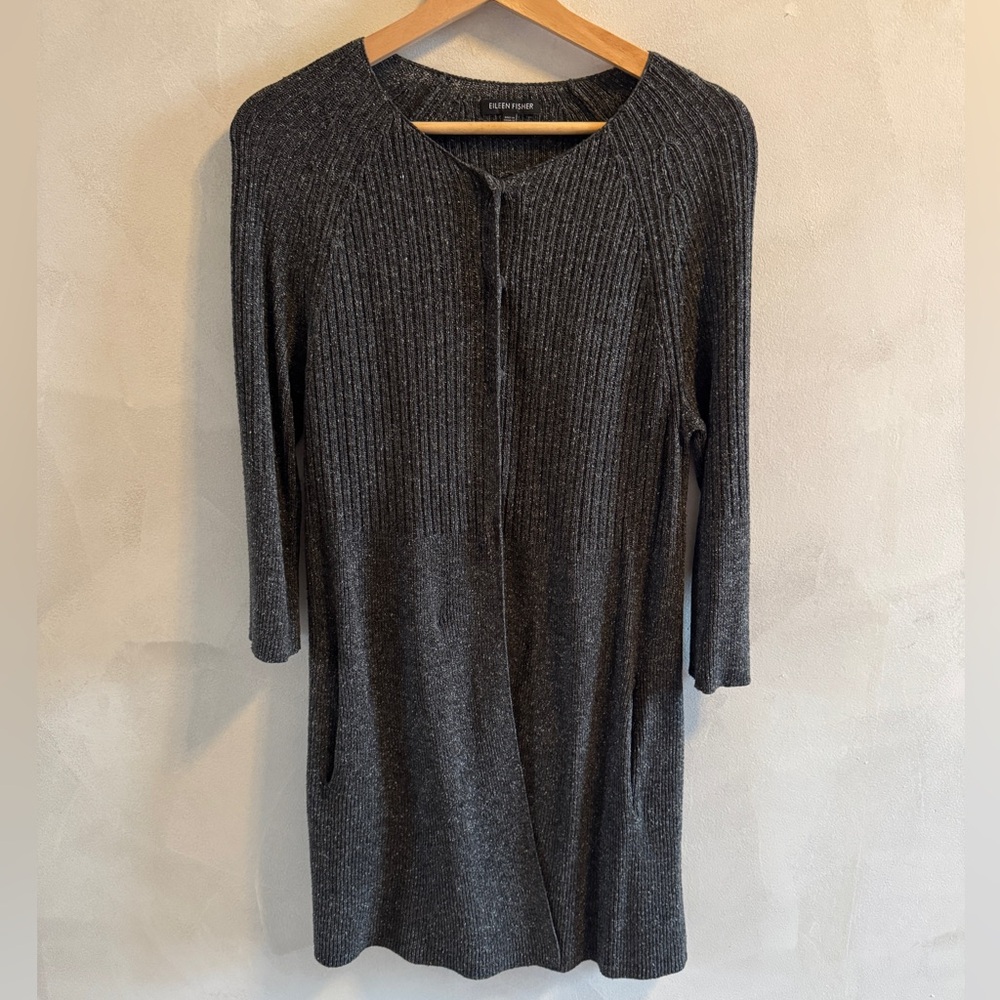 Eileen Fisher - Charcoal Gray Cardigan Sweater - Size XS